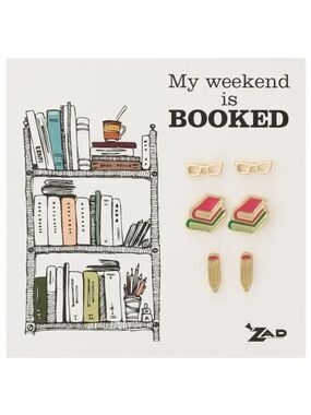 Book Worm 3 Pair Earring Set
